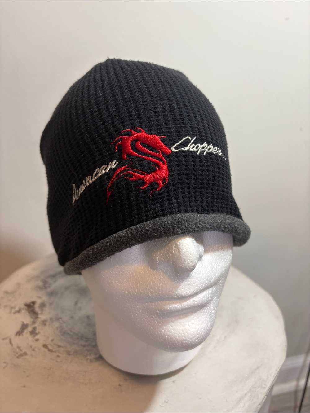 Vintage 2003 American Chopper Double Sided Waffle Knit Fleece Lined Beanie